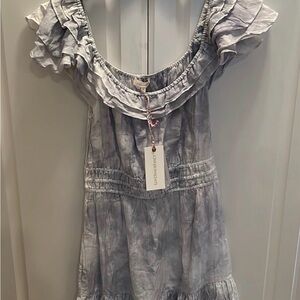 Women’s NWT LoveShackFancy Heather Blue Hand Dyed Kamie Dress. Size Medium.